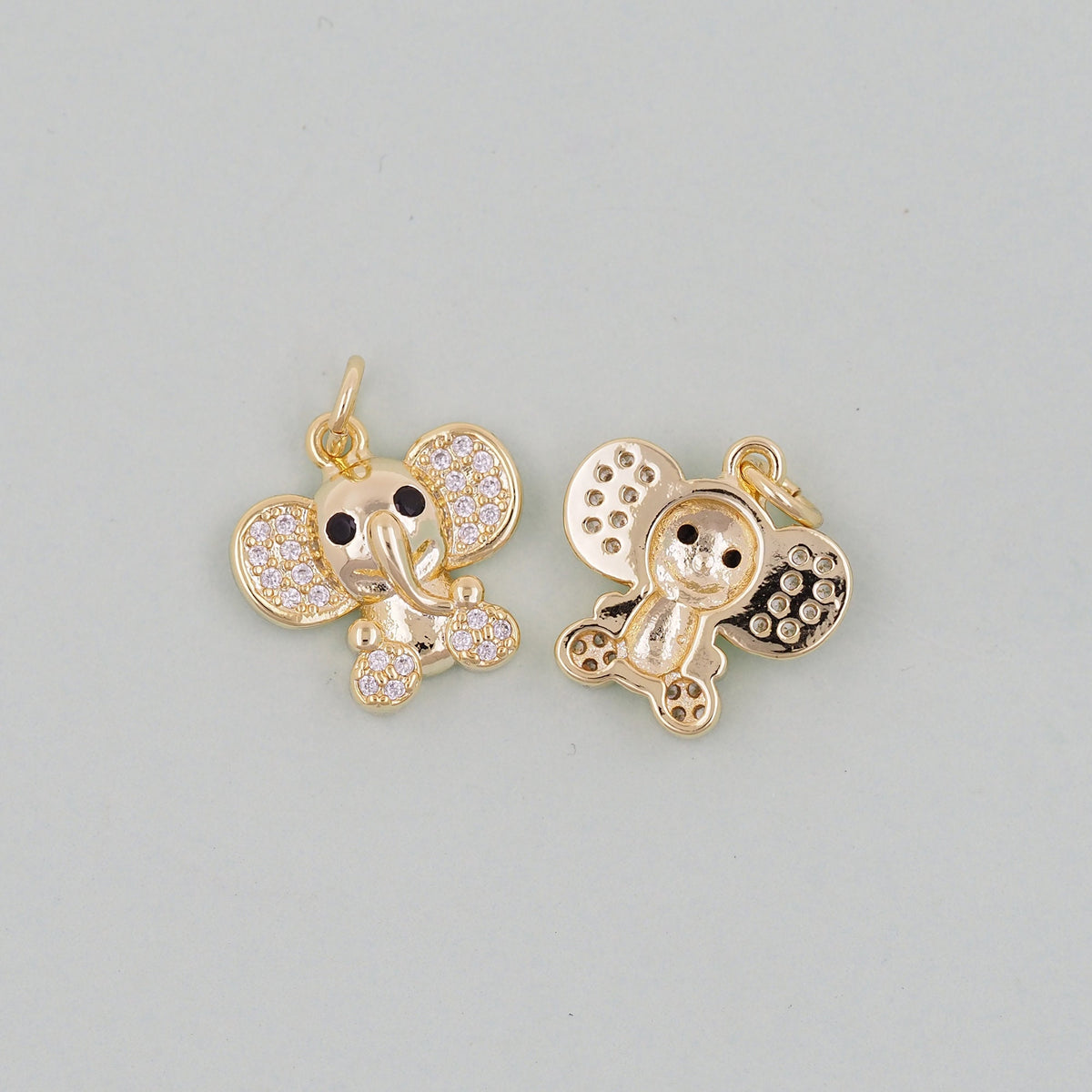 Gold Elephant Charms,18K Gold Filled CZ Elephant Pendant,Elephant Charm Bracelet Necklace for DIY Jewelry Making Supply
