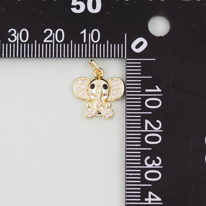 18K Gold Filled Elephant CZ Charm Pendant for Jewelry Making