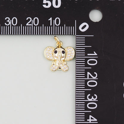 Gold Elephant Charms,18K Gold Filled CZ Elephant Pendant,Elephant Charm Bracelet Necklace for DIY Jewelry Making Supply