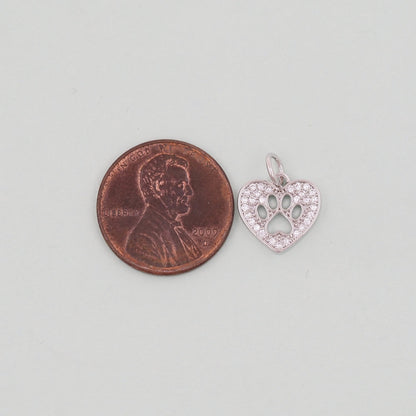Gold Tiny Heart paw Charms,18K Gold Filled Heart Pendant,Heart Charm Bracelet Necklace for DIY Jewelry Making Supply