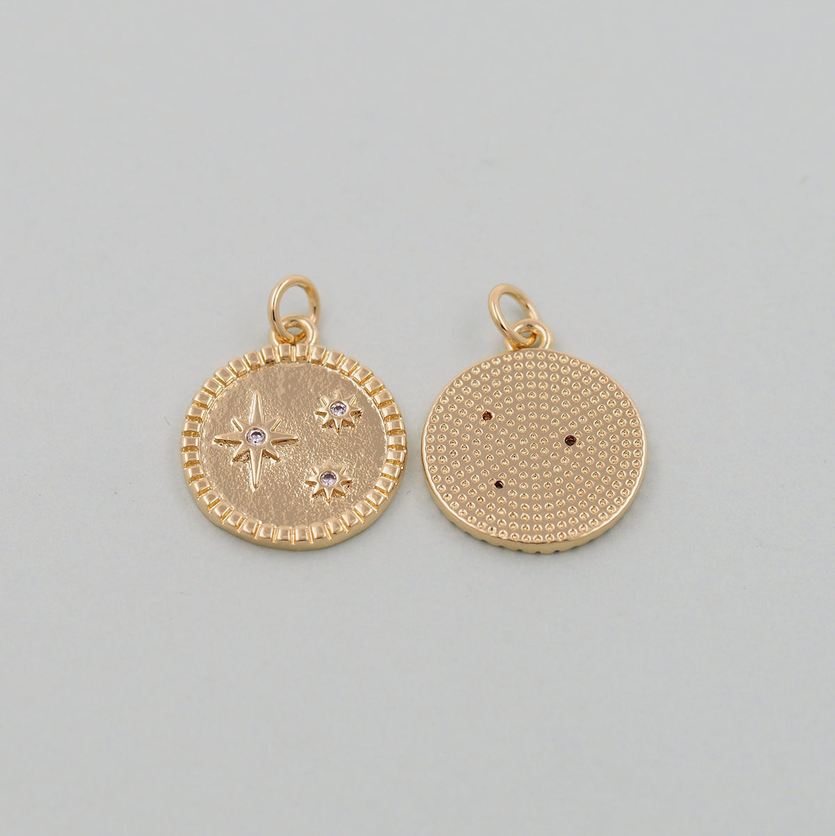 Gold Star Charms,18K Gold Filled Starburst Pendant,CZ North Star Charm Bracelet Necklace for DIY Jewelry Making Supply