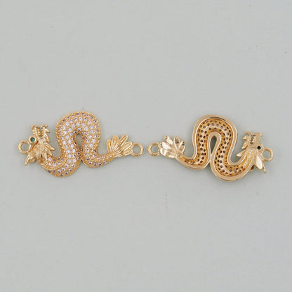 Gold Dragon Charm,18K Gold Filled Dragon Pendant,Silver dragon Charm Bracelet Necklace for DIY Jewelry Making Supply