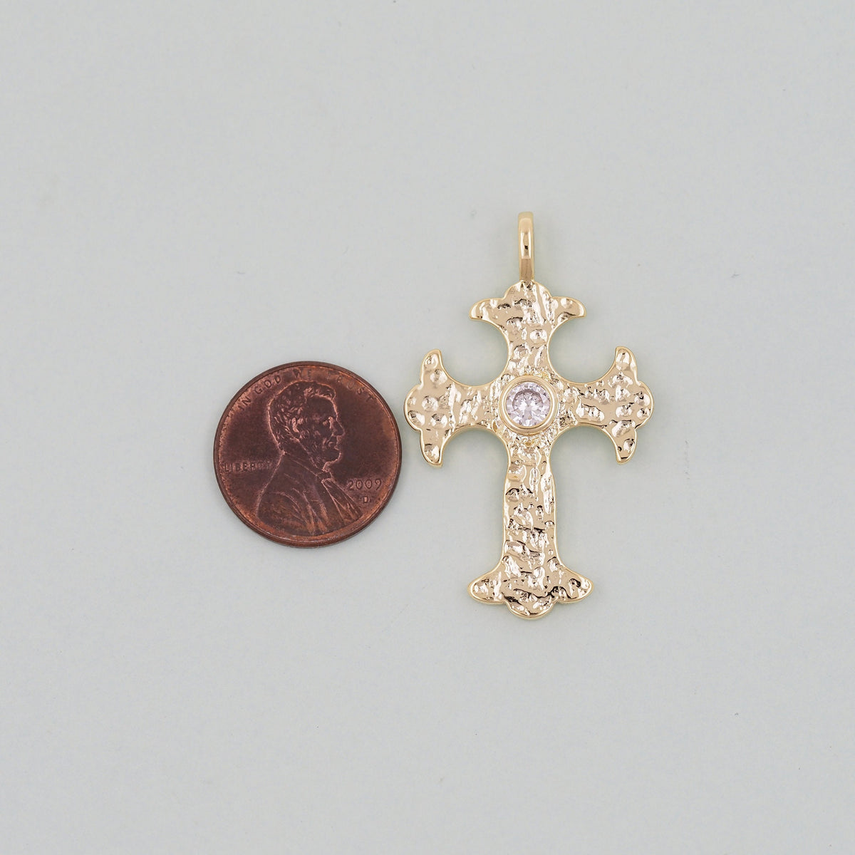 18K Gold Filled Cross CZ Charm Pendant for Jewelry Making