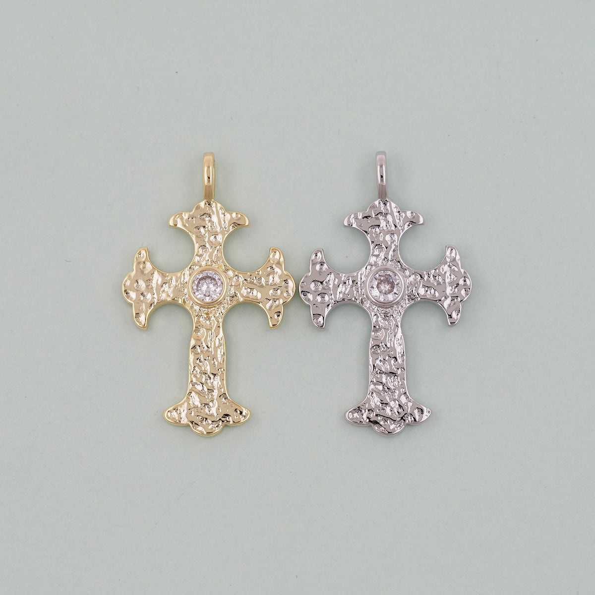 18K Gold Filled Cross CZ Charm Pendant for Jewelry Making