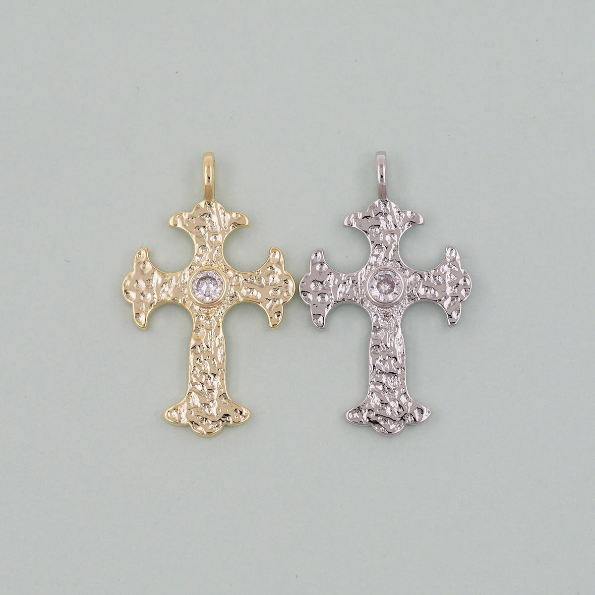 Gold Cross Charms,18K Gold Filled CZ Cross Pendant,Religious Charm Bracelet Necklace for DIY Jewelry Making Supply