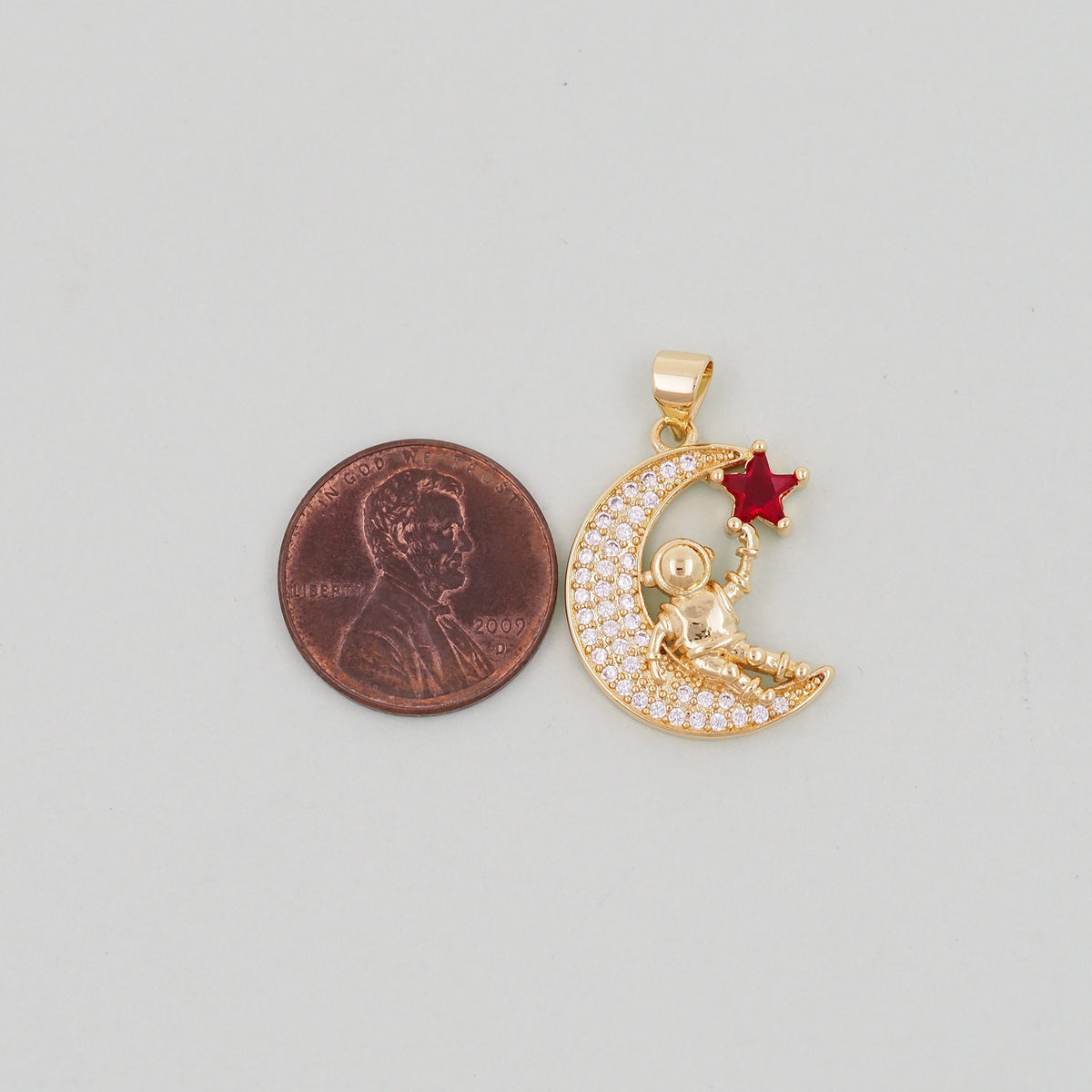 18K Gold Filled Moon CZ Charm Pendant for Jewelry Making