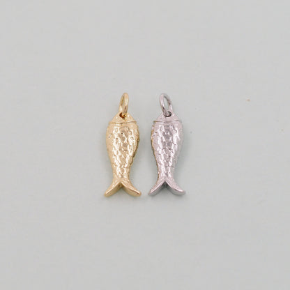 Gold fish Charms,18K Gold Filled fish Pendant,fish Charm Bracelet Necklace for DIY Jewelry Making Supply