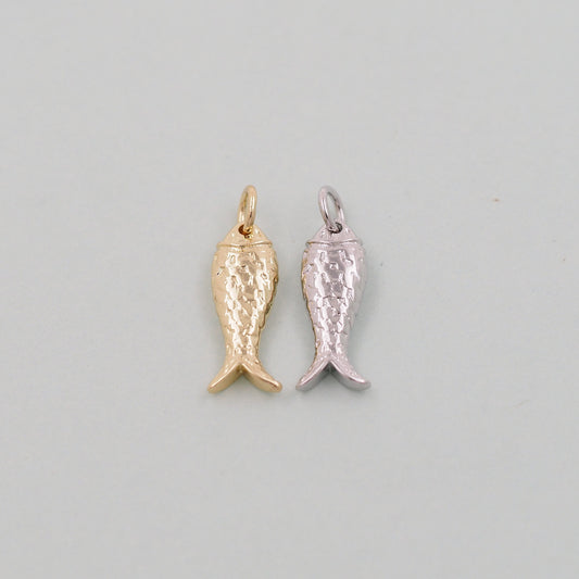 Gold fish Charms,18K Gold Filled fish Pendant,fish Charm Bracelet Necklace for DIY Jewelry Making Supply