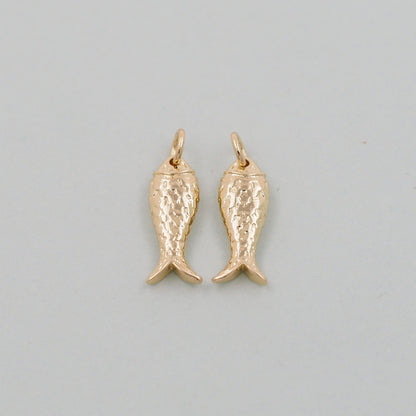 Gold fish Charms,18K Gold Filled fish Pendant,fish Charm Bracelet Necklace for DIY Jewelry Making Supply