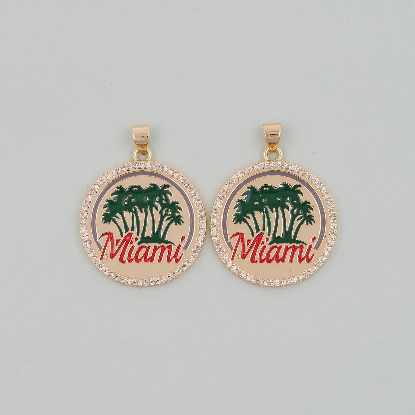 Gold Miami Charms,18K Gold Filled flame Miami Pendant Bracelet Necklace for DIY Jewelry Making Supply