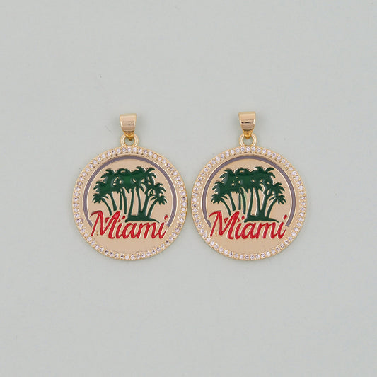 Gold Miami Charms,18K Gold Filled flame Miami Pendant Bracelet Necklace for DIY Jewelry Making Supply