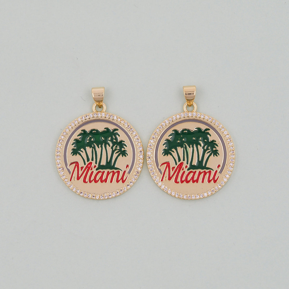Gold Miami Charms,18K Gold Filled flame Miami Pendant Bracelet Necklace for DIY Jewelry Making Supply