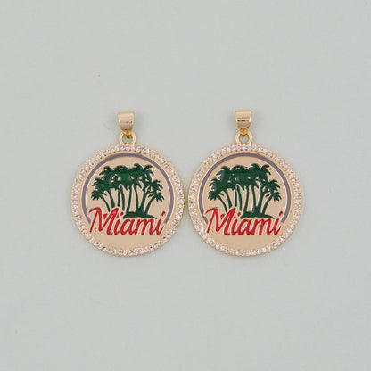 Gold Miami Charms,18K Gold Filled flame Miami Pendant Bracelet Necklace for DIY Jewelry Making Supply