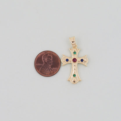 18K Gold Filled Cross Charm Pendant for Jewelry Making