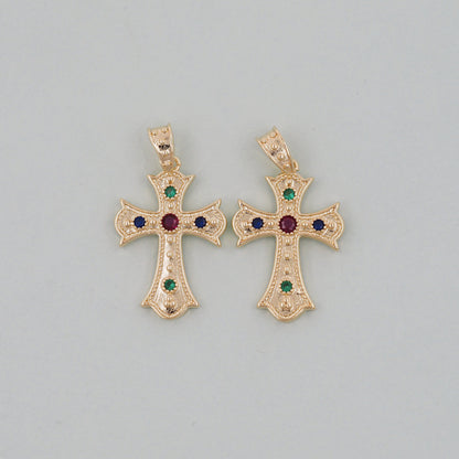 18K Gold Filled Cross Charm Pendant for Jewelry Making