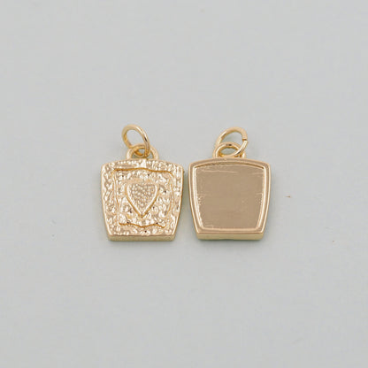 Gold Round Heart Charms,18K Gold Filled Heart Pendant,geometry Heart Charm Bracelet Necklace for DIY Jewelry Making Supply