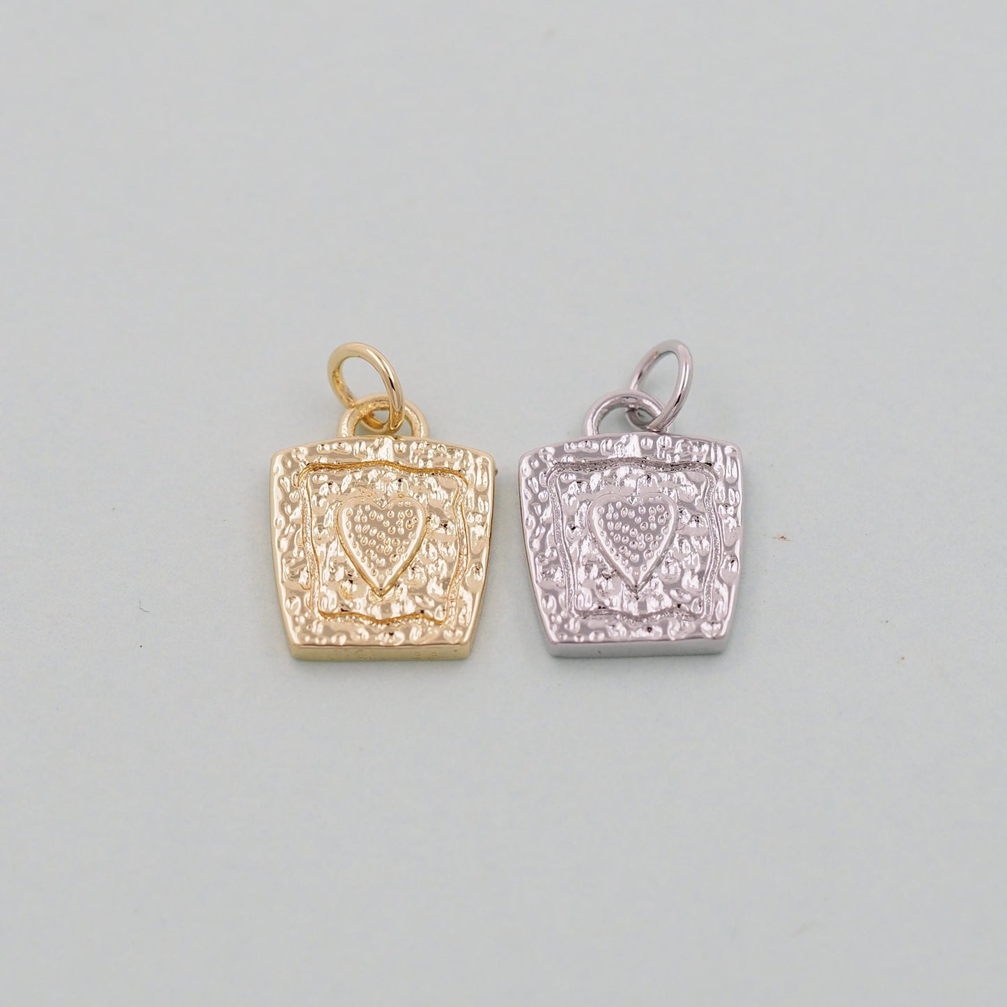 Gold Round Heart Charms,18K Gold Filled Heart Pendant,geometry Heart Charm Bracelet Necklace for DIY Jewelry Making Supply