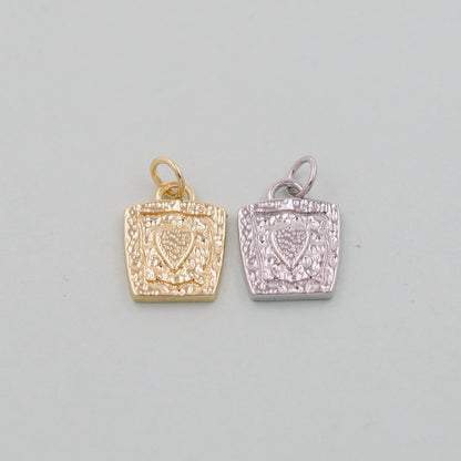 Gold Round Heart Charms,18K Gold Filled Heart Pendant,geometry Heart Charm Bracelet Necklace for DIY Jewelry Making Supply