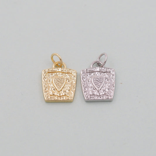 Gold Round Heart Charms,18K Gold Filled Heart Pendant,geometry Heart Charm Bracelet Necklace for DIY Jewelry Making Supply