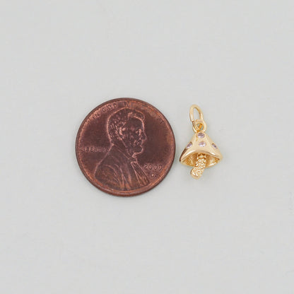 Gold mushroom Charms,18K Gold Filled mushroom Pendant,Silver mushroom Charm Bracelet Necklace for DIY Jewelry Making Supply