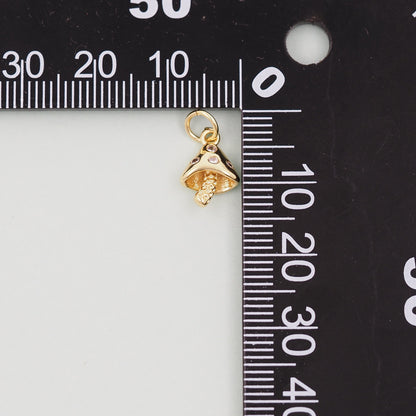 Gold mushroom Charms,18K Gold Filled mushroom Pendant,Silver mushroom Charm Bracelet Necklace for DIY Jewelry Making Supply