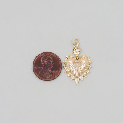 Gold sacred Heart Charms,18K Gold Filled flame sacred heart Pendant,Religious Charm Bracelet Necklace for DIY Jewelry Making 