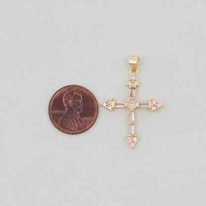 18K Gold Filled Cross Charm Pendant for Jewelry Making