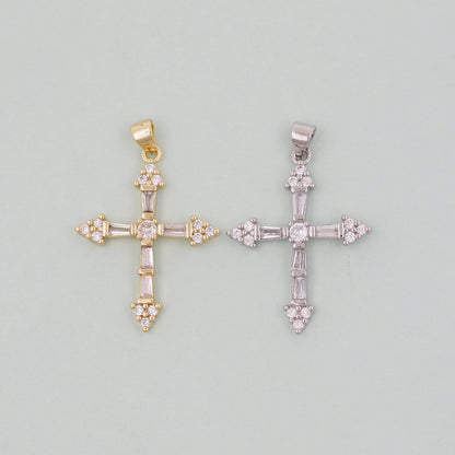 18K Gold Filled Cross Charm Pendant for Jewelry Making