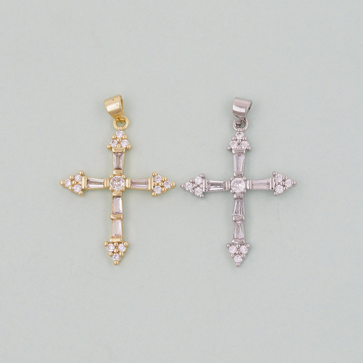 Gold Cross Charms,18K Gold Filled Cross Pendant,Cross Charm Bracelet Necklace for DIY Jewelry Making Supply