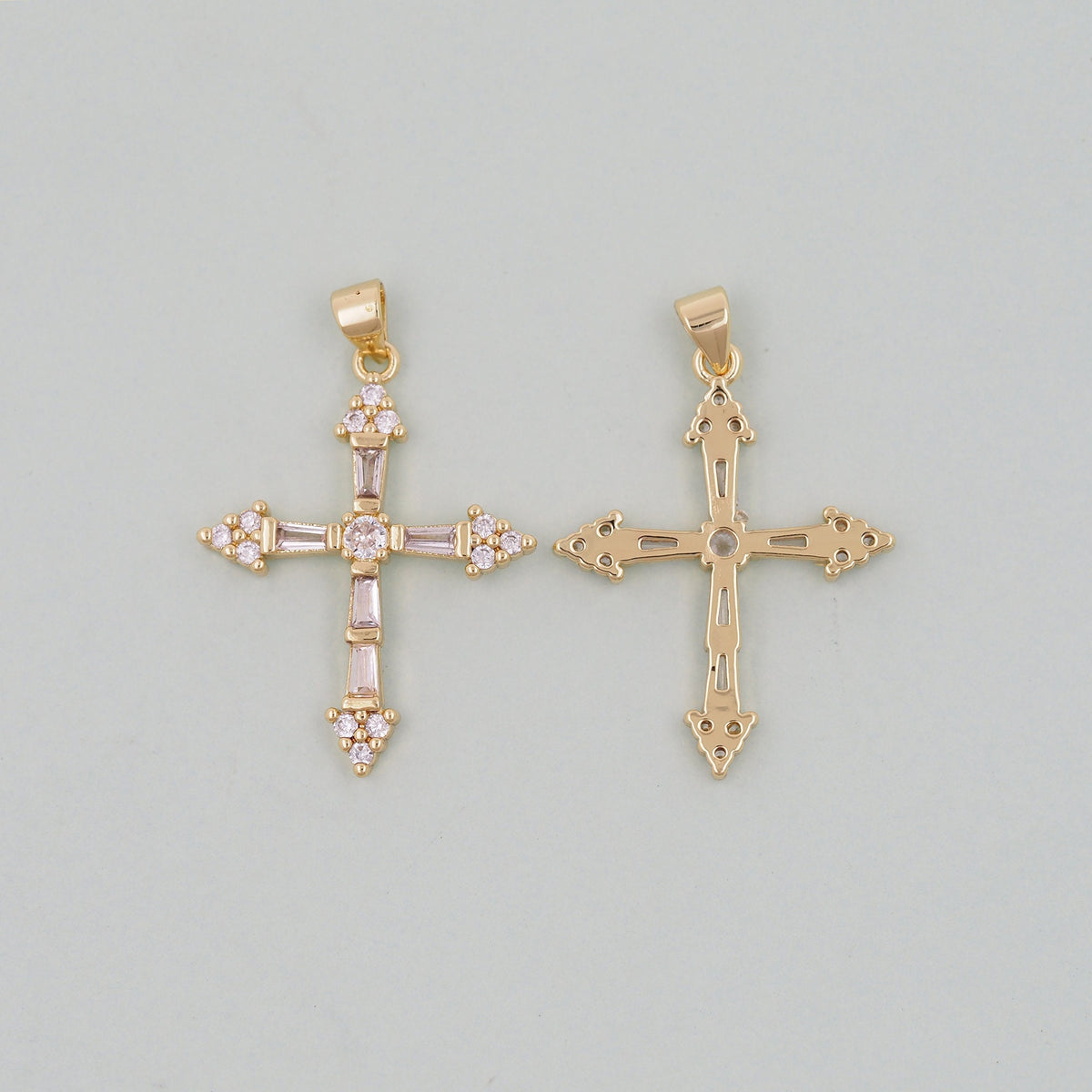 18K Gold Filled Cross Charm Pendant for Jewelry Making