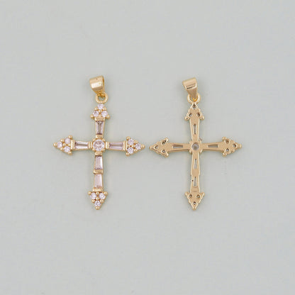 18K Gold Filled Cross Charm Pendant for Jewelry Making