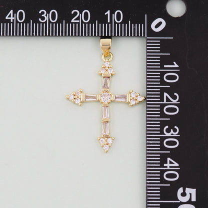18K Gold Filled Cross Charm Pendant for Jewelry Making