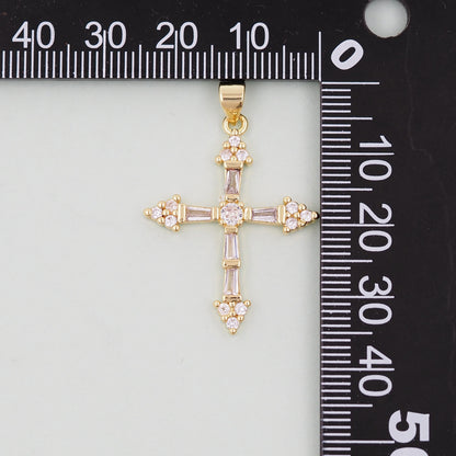 Gold Cross Charms,18K Gold Filled Cross Pendant,Cross Charm Bracelet Necklace for DIY Jewelry Making Supply