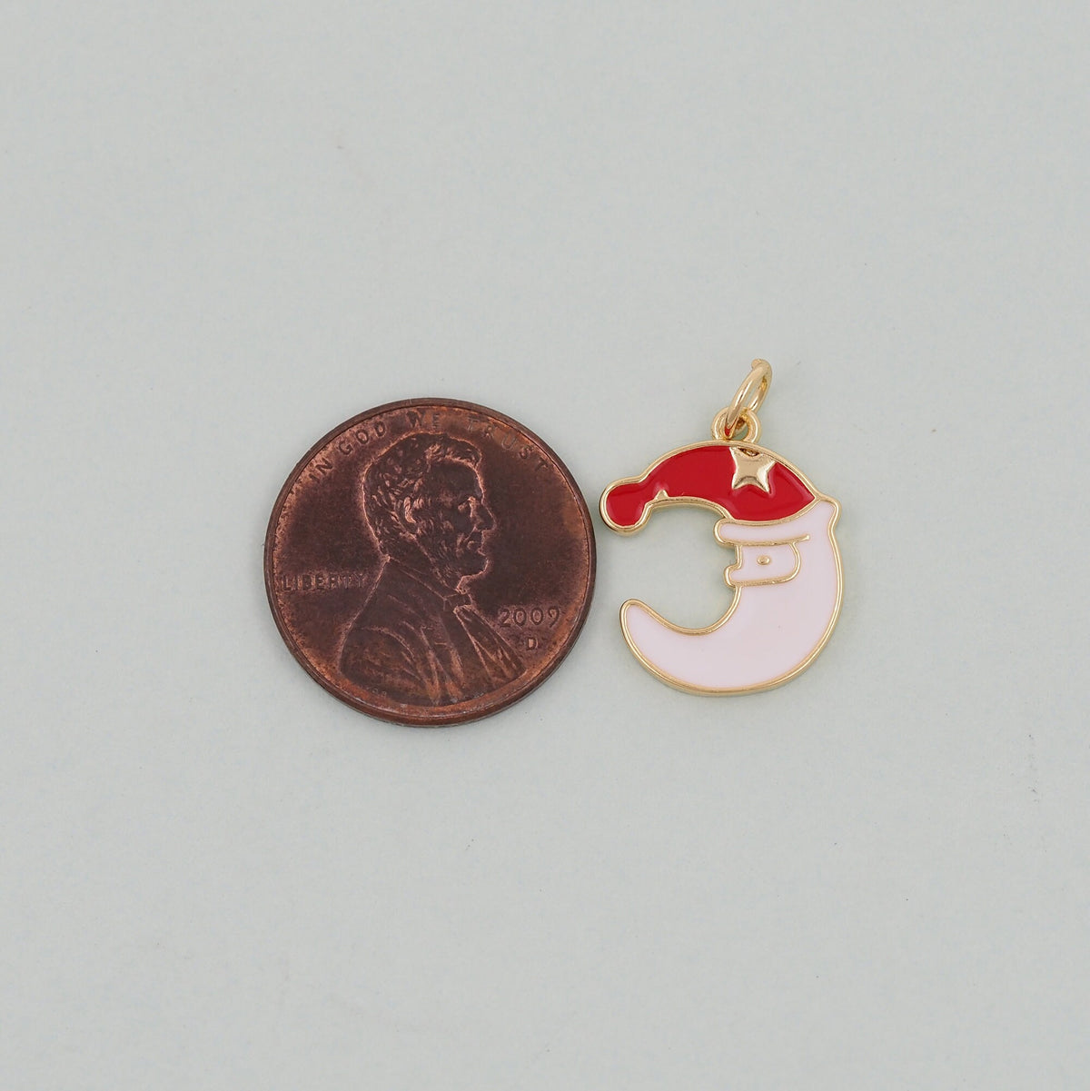 Gold ChristmasCharms,18K Gold Filled Christmas Santa Claus Pendant Charm Bracelet Necklace for DIY Jewelry Making Supply
