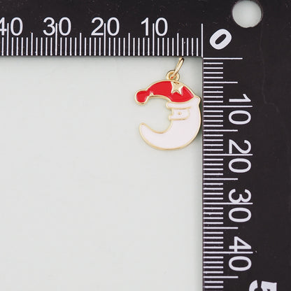 Gold ChristmasCharms,18K Gold Filled Christmas Santa Claus Pendant Charm Bracelet Necklace for DIY Jewelry Making Supply