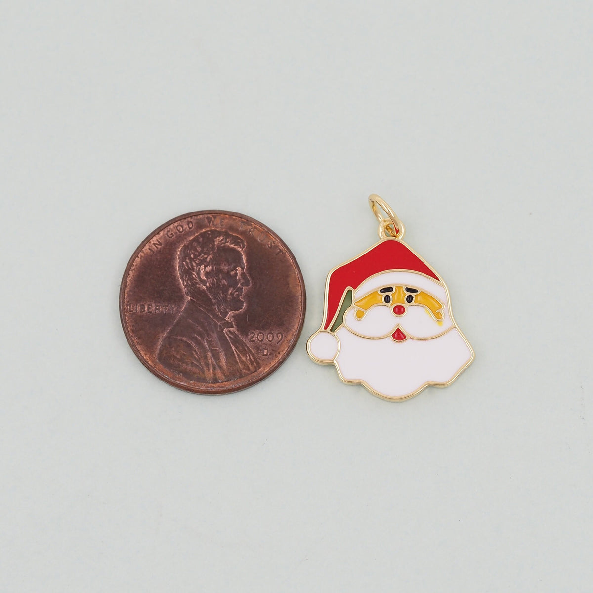 Gold ChristmasCharms,18K Gold Filled Christmas Santa Claus Pendant Charm Bracelet Necklace for DIY Jewelry Making Supply