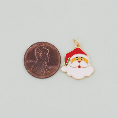 Gold ChristmasCharms,18K Gold Filled Christmas Santa Claus Pendant Charm Bracelet Necklace for DIY Jewelry Making Supply