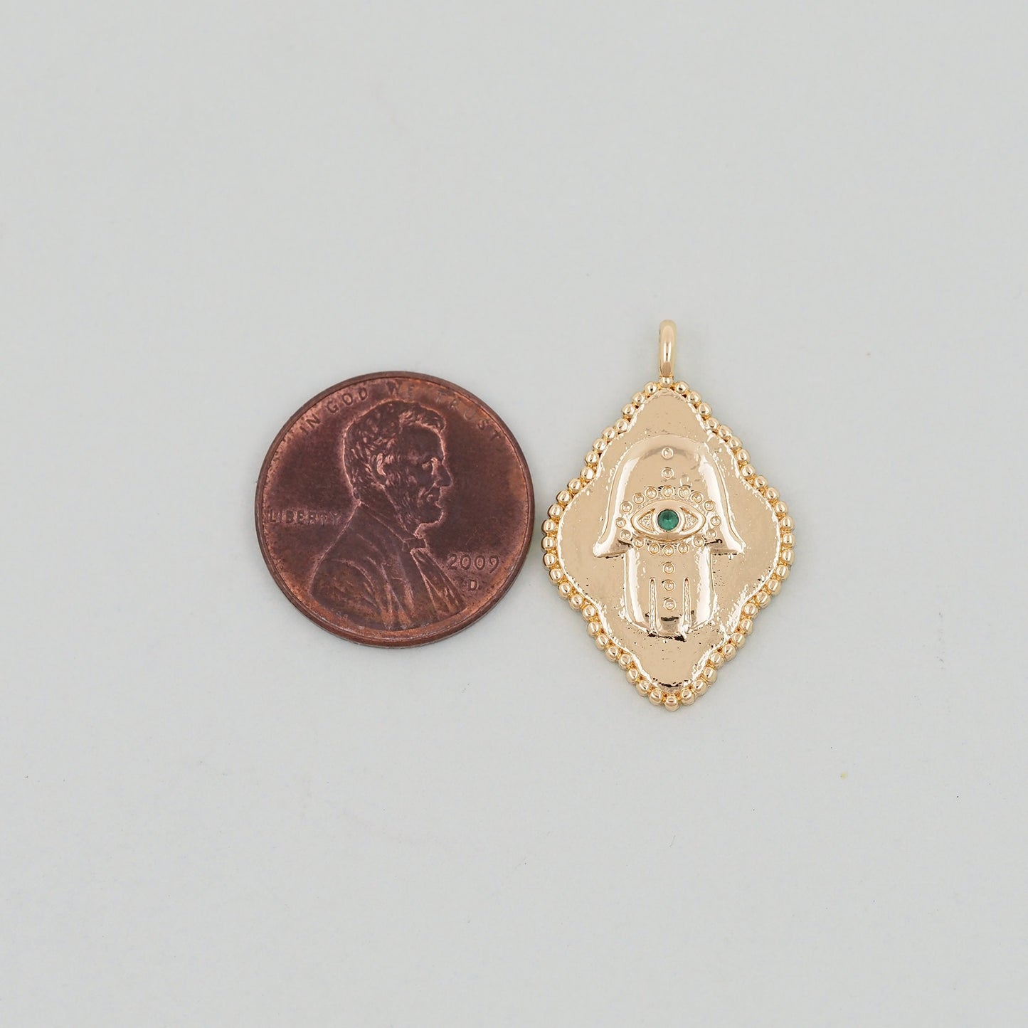 18K Gold Filled Hamsa Beads Pendant,CZ Hand Hamsa Charms Bracelet Necklace for DIY Jewelry Making Supply