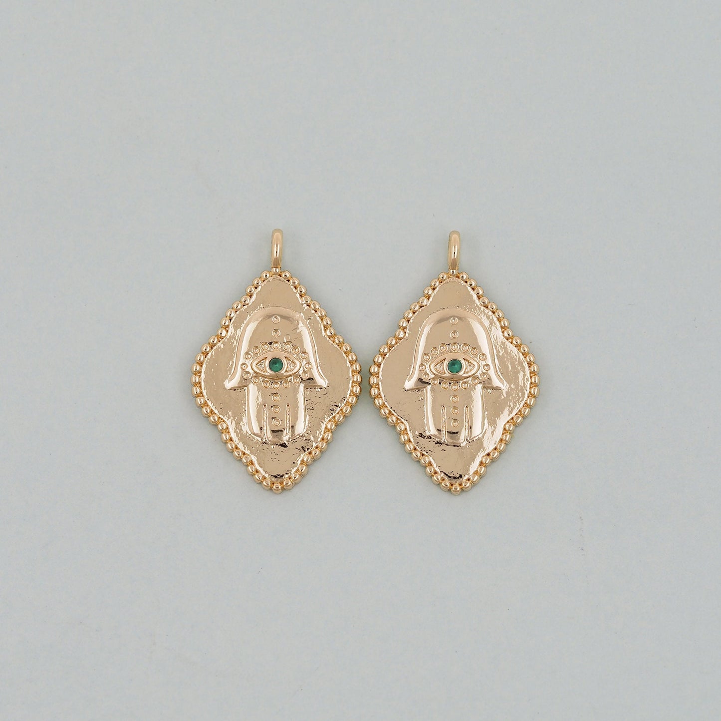 18K Gold Filled Hamsa Beads Pendant,CZ Hand Hamsa Charms Bracelet Necklace for DIY Jewelry Making Supply