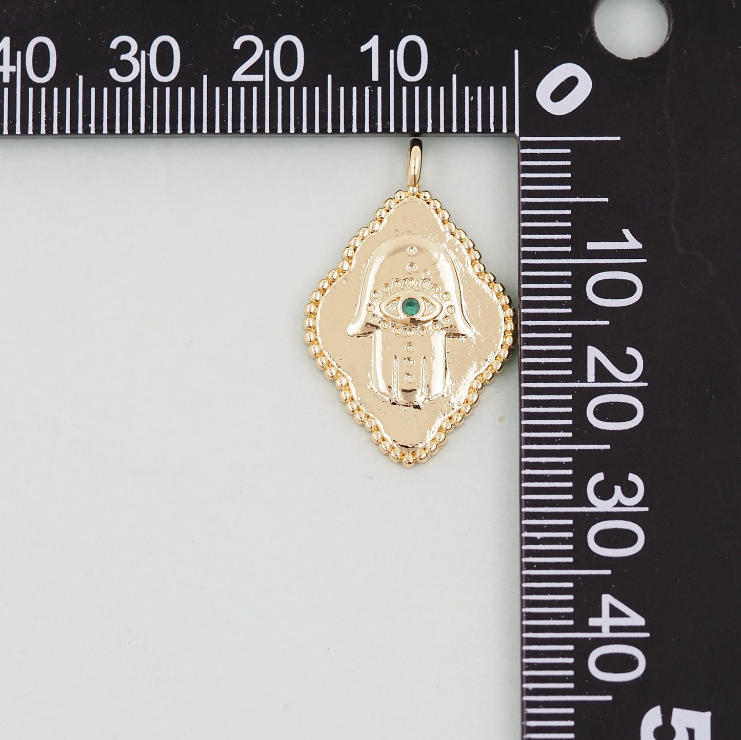 18K Gold Filled Hamsa Beads Pendant,CZ Hand Hamsa Charms Bracelet Necklace for DIY Jewelry Making Supply