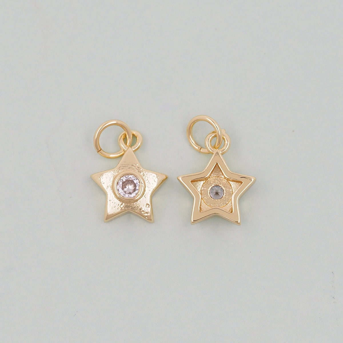 Gold Star Charms,18K Gold Filled CZ Micro Pave Star Pendant,Star Charm Bracelet Necklace for DIY Jewelry Making Supply