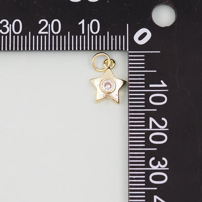 Gold Star Charms,18K Gold Filled CZ Micro Pave Star Pendant,Star Charm Bracelet Necklace for DIY Jewelry Making Supply