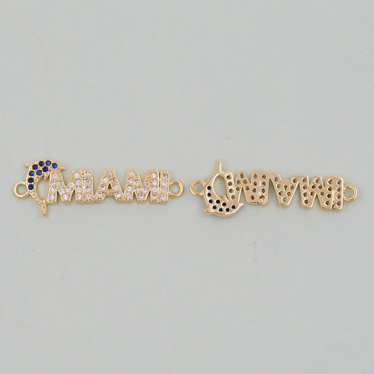 Gold Miami Charms,18K Gold Filled Miami Pendant Bracelet Necklace for DIY Jewelry Making Supply