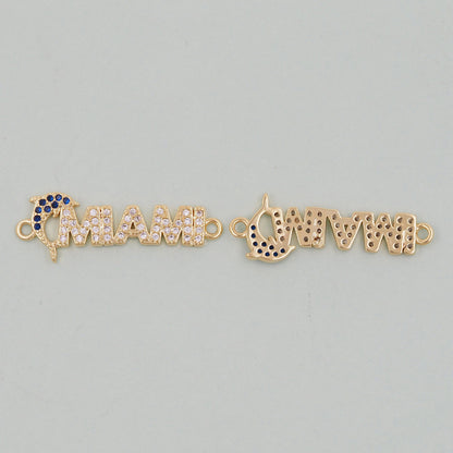 Gold Miami Charms,18K Gold Filled Miami Pendant Bracelet Necklace for DIY Jewelry Making Supply