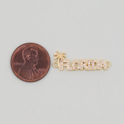 Gold Florida Charms,18K Gold Filled Florida Pendant Bracelet Necklace for DIY Jewelry Making Supply