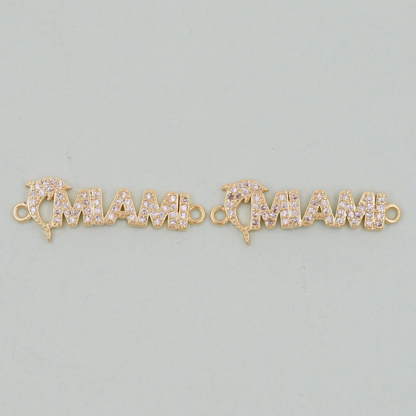 Gold Miami Charms,18K Gold Filled Miami Pendant Bracelet Necklace for DIY Jewelry Making Supply