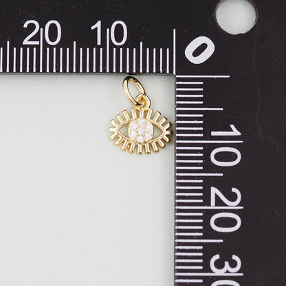 18K Gold Filled Evil Eye Pendant,Evil Eye Charm Bracelet Necklace for DIY Jewelry Making Supply