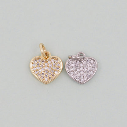 Gold Heart Charms,18K Gold Filled Heart Pendant,Heart Charm Bracelet Necklace for DIY Jewelry Making Supply
