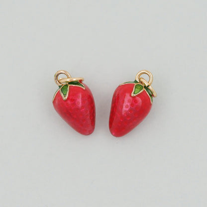 Gold strawberry Charms,18K Gold Filled strawberry Pendant Charm Bracelet Necklace for DIY Jewelry Making Supply