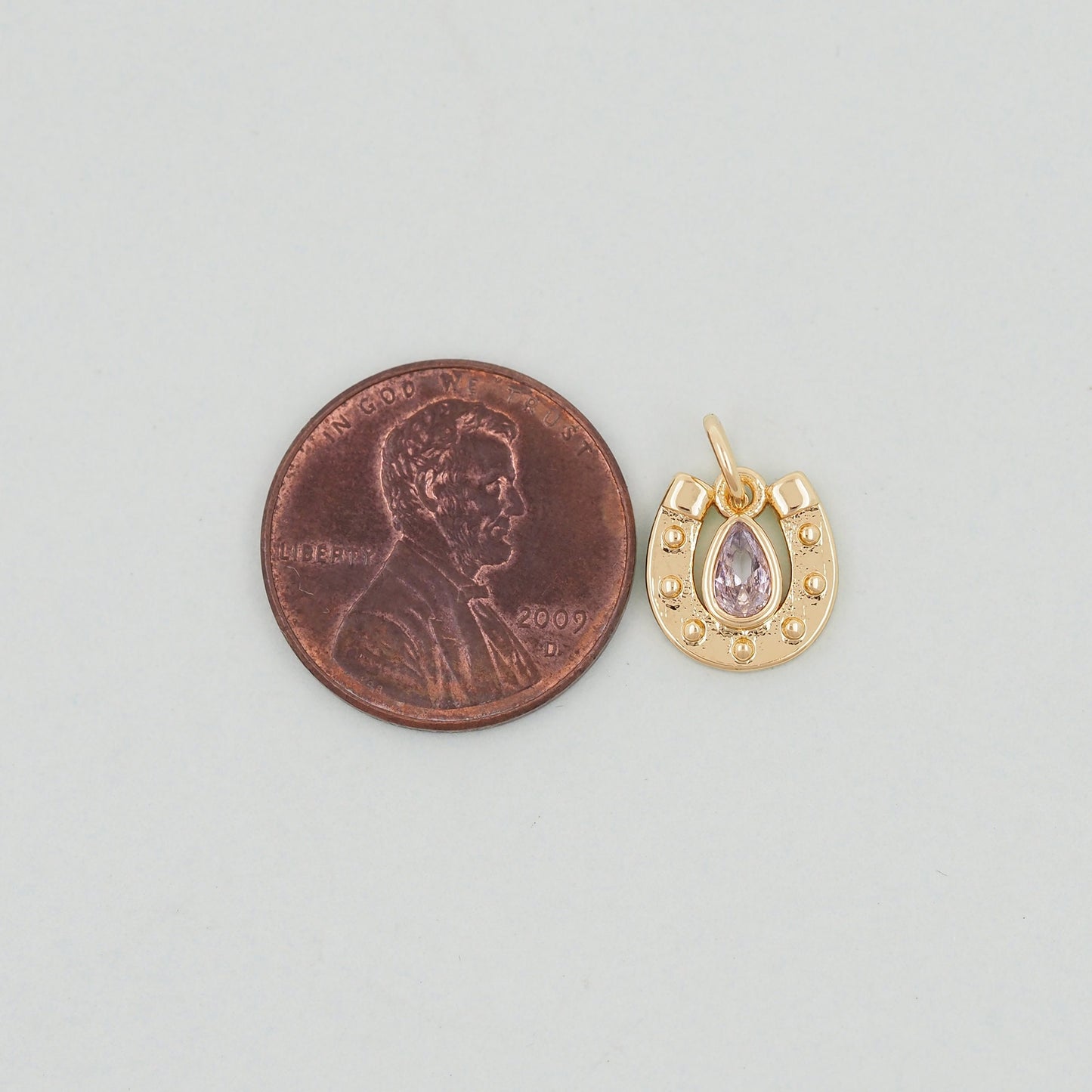 Gold horseshoe Charms,18K Gold Filled CZ horseshoe Pendant,teardrop horseshoe Charm Bracelet Necklace for DIY Jewelry Making Supply